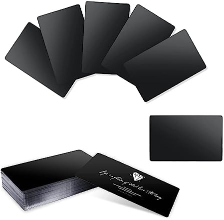 NUWIQ 100 Stück Visitenkarten Blanko, Rohlinge Metall Visitenkarten, Aluminium, für geschäftliche Anlässe, Geburtstage und Feiertage, 8,6x5,4cm, Schwarz