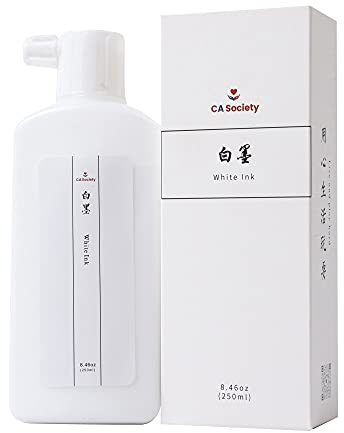 CA Society White Calligraphy Ink, White Sumi Ink, Sumi Calligraphy Ink, Chinese Calligraphy Painting Ink, 250ml (8.45oz)