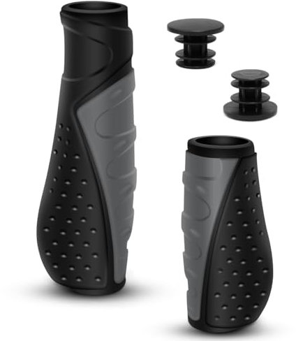 REETEE Puños MTB Antideslizante Caucho Puños para Bicicleta, Ergonómicos Puños Manillar, Mango de Bicicleta para Universal 22mm de Montaña/MTB/BMX/Scooter (Gris(130mm+90mm))