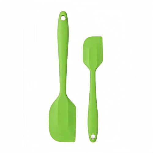RQzaufania 2 Pezzi Spatola in Silicone, 230℃ Resistente al Calore Monoblocco Raschietto in Gomma Antiaderente Senza Cuciture, per Cucina Cottura Miscelazione (Verde)