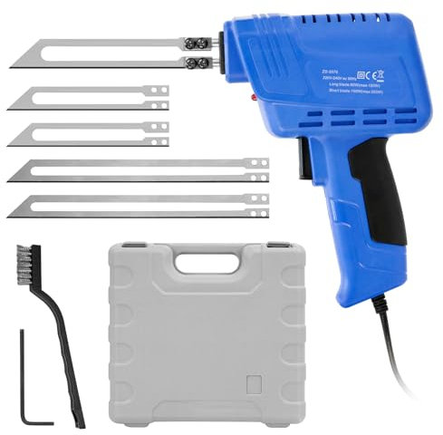 Couteau Électrique,Coupe Polystyrène avec 4 Lames Droites,Machine de Découpe de Mousse,Couteau Chauffant Électrique Kit pour Panneau EPS, Éponge,Sangle,Caoutchouc,Corde Tissu Mousse Plastique