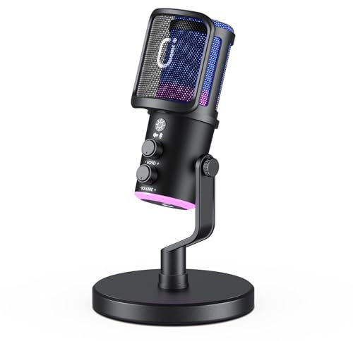 Tisco Gaming Mikrofon PC – USB Kondensator Mikrofon mit RGB Beleuchtung, Geräuschunterdrückung & Stummschaltung – Kompatibel mit PS5/PS4/PC/Mac – Ideal für Streaming, Podcast & Gaming