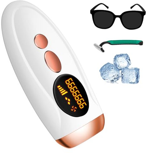 Epilatore Luce Pulsata IPL, Epilazione Laser con Funzione di Raffreddamento, 500.000 Flash, 5 Livelli di Energia, Epilazione Indolore per Donna e Uomo, Viso, Corpo, Ascelle, Bikini