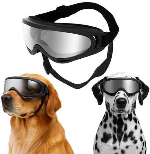 JYNVO Lunette pour Chien, Lunettes de Soleil pour Chiens, Lunette de Protection des Yeux pour Chien, Lunettes Anti-UV pour Chiens, Imperméables, Coupe-Vent