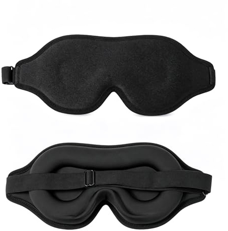 Máscara de sueño con perfil 3D para hombre y mujer, máscara de noche cómoda con memoria, cubierta de ojos para dormir sin presión, elástica ajustable, máscara de noche ocupante, negro