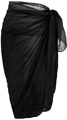 World of Shawls 100 % bomull vanlig sarong, Svart, en storlek