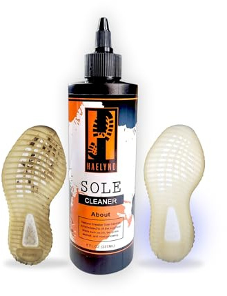 Haelynd No Burn Shoe and Sole Cleaner| Organic Sneaker Cleaner & Sole Whitener for Sneakers | White Shoe Sole Cleaner & Sneaker Stain Remover | Safe on Mesh, Suede & Leather | 8oz Bottle