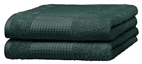 Merana Rome Handtuch Set | saugstark, weich und fusselfrei | Frottier Luxus Qualität | 100% Baumwolle | Oeko-TEX | 590 GSM (Jungle Green, 2 x Handtücher (50x100cm))
