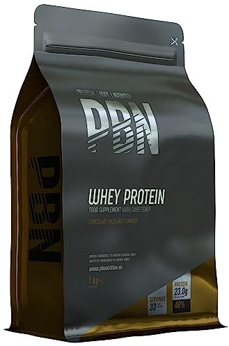 Premium Body Nutrition - Proteína de suero de leche en polvo, 1 kg (Paquete de 1), sabor Chocolate con Avellanas, sabor optimizado