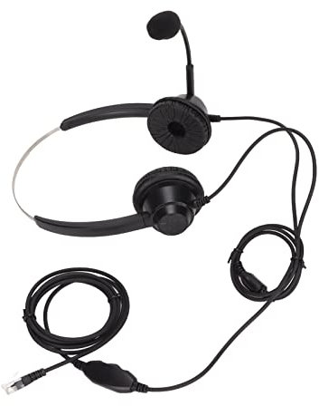 ASHATA Casque Téléphonique Filaire Binaural à Prise RJ9 avec Micro pour Téléphones VOIP, Centre D'appels