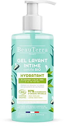 BeauTerra - Gel Lavant Intime BIO Hydratant, 500 ml - pour Toilette Intime - à l'Aloe Vera et Thé Vert BIO - Recyclable - Fabriqué en France