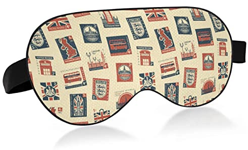Masque de sommeil en tissu pour les yeux d'oiseau de timbre-poste de Londres rétro britannique, bandeau pour les yeux, masque pour les yeux super lisse