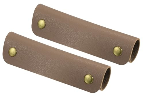 PATIKIL Bagaglio Maniglia Involucro, 2pz PU Borsa Presa Copertura Protezione Identificatore con Chiusura per Valigia Shopping Borsa, Scuro Marrone