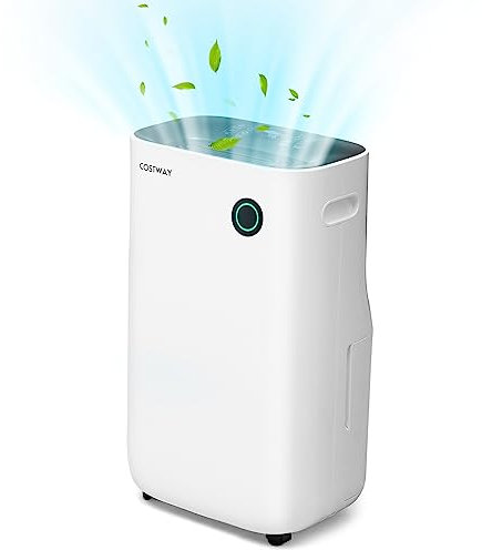 COSTWAY 40L/Day Dehumidifier with 5 Modes, 2 Speed, 3-Color Indicator Light, 6.5L Water Tank, Sleep Mode, Continuous Drainage, Laundry Drying & Auto Defrost Function for Home Damp (40L)
