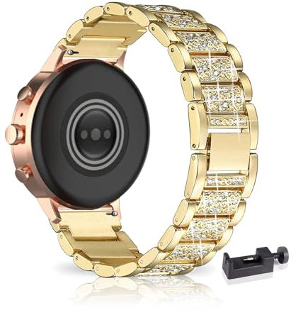AireWiki Armband Kompatibel mit Fossil Gen 6 Women Hybrid Watch Armband Edelstahl Für Damen Herren Elegant Glänzend Metall Uhrenarmband Für Fossil Gen 6 Women Hybrid Watch (Gold)