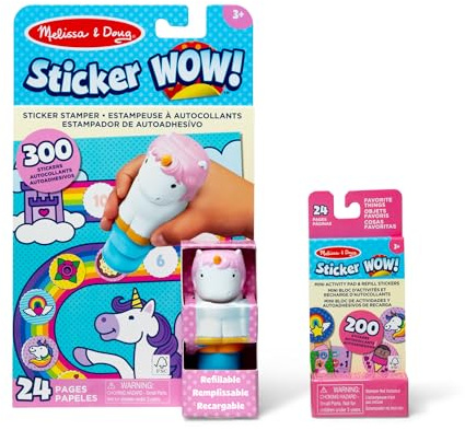 Melissa & Doug WOW Sticker Stamper & Activity Pad − Unicorn | Book & Travel Toys for Children | Age 3+