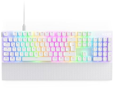 NZXT Function 2-2024 Optische Vollformat Gamingtastatur | RGB beleuchtet | 8K-Abfragerate | Lineare Opt. Switches | Einstellbare Auslösung | Hot-Swap | Gaming Keyboard| Weiß - DE (QWERTZ)