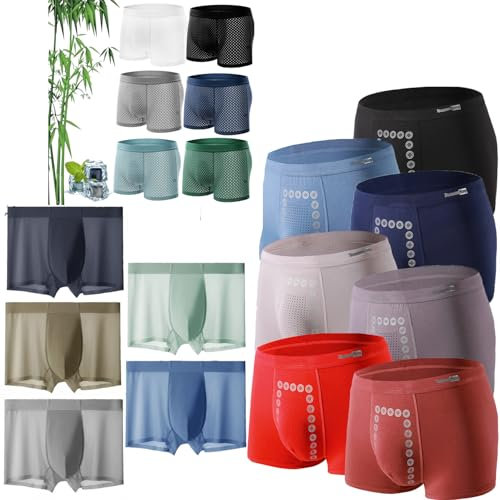 BreWel Drop Daddy Boxer en Bambou,Boxer en Fibre de Bambou - pour Un Confort Toute la Journée Boxhero,Boxer en Maille de Soie Glacée Confortable, Doux et Respirant (4 pièces,XL)