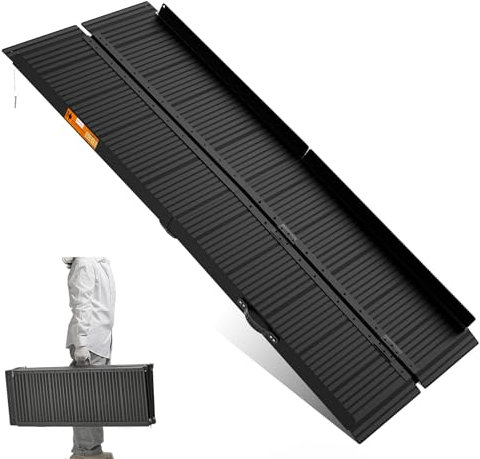 gardhom pieghevole rampa della sedia a rotelle per le scale 213.5 * 72cm, capacità di carico 362kg rampa della sedia a rotelle antiscivolo rampe per disabili