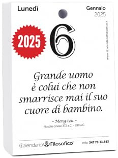 Il Calendario Filosofico 2025, Ricambio Formato A6 da 10x14 cm, Il Primo e L'Originale Calendario da Tavolo con 365 Giorni di Frasi Filosofiche, Leggi Ogni Giorno Una Frase, Ideato e Creato a Bologna