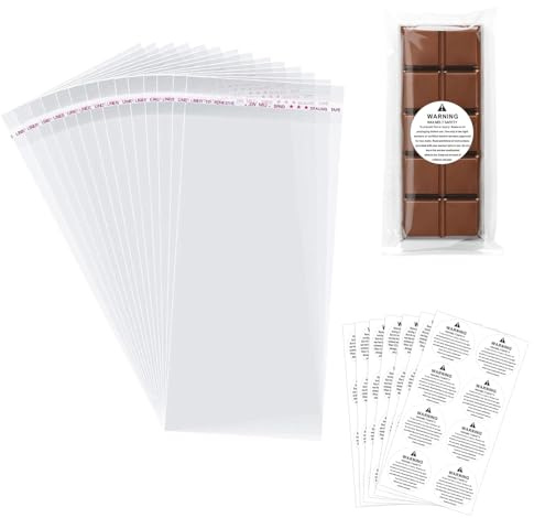 Bolosa 100Pcs Wax Melt Packaging Snap Bar Bags with 80 Warning Labels