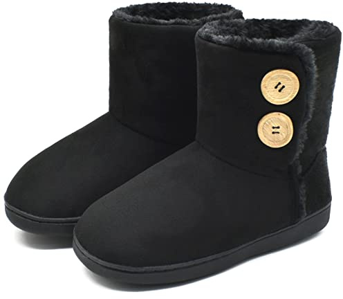 KuaiLu Zapatillas Casa Bota Mujer Invierno Peluche Pelo Cerradas Pantuflas | Calientes Espuma de Memoria Comodas Antideslizante Interior Botines