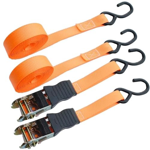 4 x 800 kg Cinghie a Cricchetto, Cinghie di Fissaggio con Cricchetto da 5m, Cinghie di Tensione con Cricchetto e Gancio Cinghie di Ancoraggio per il Fissaggio del Carico e il Trasporto di Merci