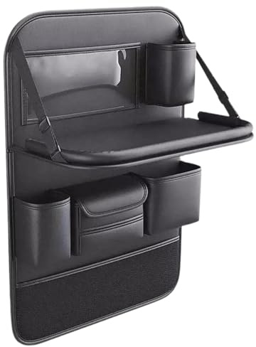 Organizador de coche, protector trasero de asiento para coche, con bolsillos, kick mates impermeable con mesa de comedor, multibolsillos para guardar el coche