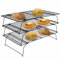 QISF 3 Tier Cooling Rack for Baking, 40x25cm Non Stick Wire Cooling Rack，Collapsible Baking Tools - Ideal for Cakes, Muffins, Pizza & Grilling，Compatible with Bakeware Oven Tray