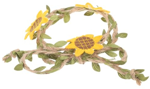 HOLIDYOYO Fermatende Fibbia per Tende da Casa in Corda di Iuta Verde Decorazione a Girasole, Lunghezza Regolabile, Accessorio Compatto per Camera da Letto e Soggiorno