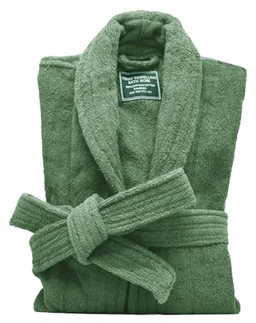 Marquess All-Cotton Bathrobe Thick Plush Cloth Housecoat Terry Toweling, Sweat Steaming Clothes Comfortable & Warm (Forest)