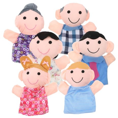 TOYANDONA 6pièces Marionnettes à Main Représentant Une Famille pour Tout-Petits et Garçon Fille Marionnettes Familiales Fils Papa Maman Fils et Fille Plusieurs Styles