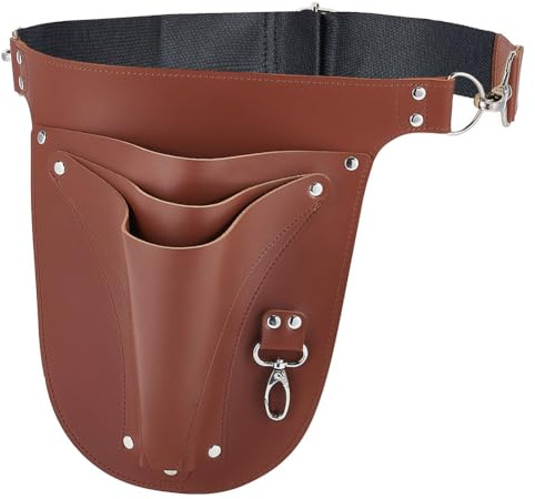GORGECRAFT Ceinture à Outils pour Fleuriste en Cuir PU Marron Multifonctionnelle pour Jardinier Agriculteur Tablier de Travail Organisateur D'Outil Sac Banane avec 3 poche Fermoir en Alliage Jardinage