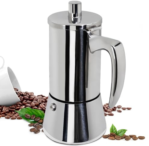 Supvision 12 Cup Thickened Moka Pot 304 Stainless Steel 600ml Italian Espresso Coffee Maker Stovetop CoffeeMakers Mocha Pot Percolator for Induction Stove Classic Cafe Makers Portable for Easy Brewing