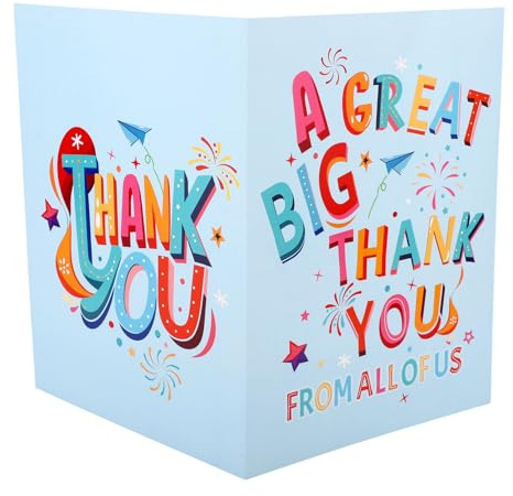 Gosknor Tarjeta Thank You Grande, 40x27cm Gigante A Great Big Thank You Tarjeta de Felicitación con Sobre para Compañero Amigo Profesor Doctor Gratitud Despedida Jubilación Regalo de Despedida (Azul)