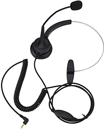 POENVFPO Trådlöst Telefonheadset, Justerbart Brusreducerande 2,5 Mm Telefonheadset med 360° Roterbara Hörselkåpor och Töjbart Huvudband, för de Flesta Andra Telefoner