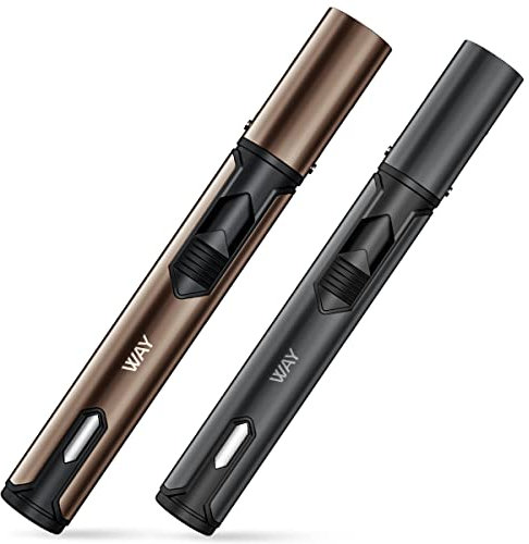 VVAY 2 Pack Jet Lighter Windproof Gas Refillable Butane Torch Lighter Long Reach for Candle Cookers Stove BBQ (Sold Without Gas)