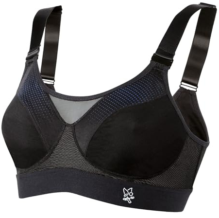 Thuasne - Soutien-Gorge de Sport Polyvalent Power'Up - Maintien Modulable Supérieur ou Extrême - Bretelles Ajustables Selon l'Intensité du Sport - Tissu Aéré, Enfilage Facile - Noir, Taille [90 B]