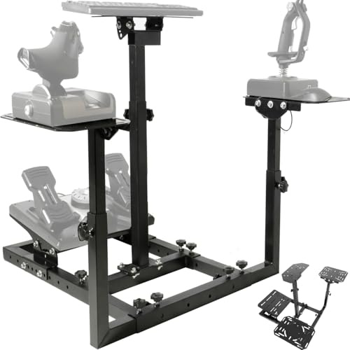 Anman Racing Flight Simulator Stand with Pro 3 Gear Shifter Panels Fit for Logitech G27 G29 G920, for Thrustmaster Hotas Warthog TX,for PXN,Professional Steering Wheel Stand,Not Include Wheel & Pedals