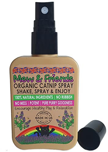 Mew & Friends Bio Katzenminze Spray – 100 % natürlich, hergestellt in Großbritannien – Spielzeug & Beruhigung für Katzen – Nachhaltige Katzenminze