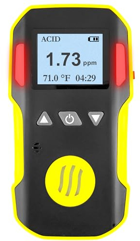 Détecteur de Gaz Acides | Certificat d’Étalonnage UE | Recharge USB | Alarmes Sonores, Visuelles et par Vibration | 0–10 ppm