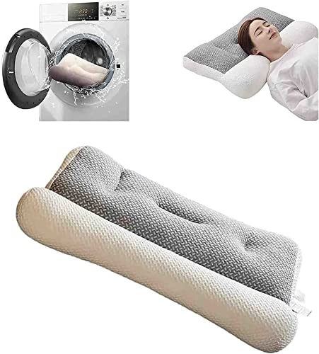 FJAUOQ Oreiller Super Ergonomique Oreiller OrthopéDique Contour Oreiller Lit Grande Taille Oreiller Contour Cervical Oreiller Soutien du Cou pour Les Douleurs Au Cou Et Aux éPaules,Blanc,40x60cm