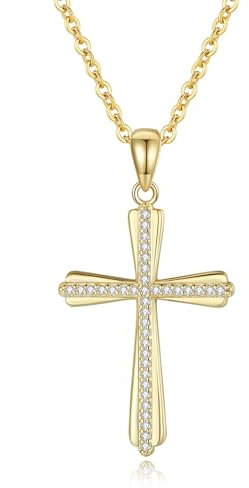 GAVU Damen 925 Sterling Silber zierliche Kreuz Halskette, zierliche Gold Halskette für Damen