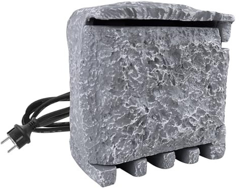 Aufun Gartensteckdose Steinoptik mit 4 Steckplätzen Inkl. Erdspieß, IP44 Wasserdicht mit 3 m Kabel Universalstecker, Außensteckdose Steckdose Steinsteckdose, Garten-Steckdose Aussen, Grau