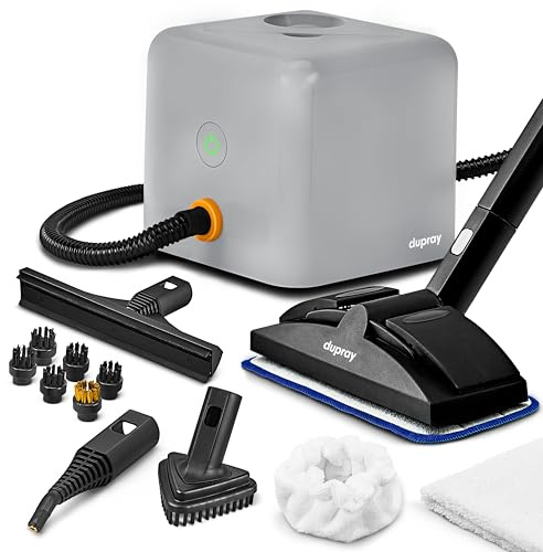 Dupray Neat Plus Steam Cleaner with 17-Piece Accessory Kit. A powerful multi-purpose steamer designed for deep cleaning floors, upholstery, grout, and more. *Kills 99.9% of Bacteria & Viruses