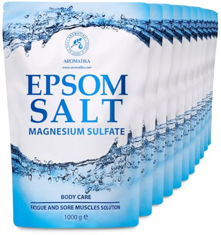 Sel de Bain Epsom Set 10x1kg - Naturel Magnésium - Sels d'Epsom Purs - Beauté - Soin du Corps - Bains de Pieds - Soin de la Peau - Relaxant - Détente