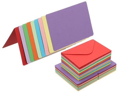 PATIKIL Blank Cards and Envelopes 4x6, 100 Set Half Fold Blank Note Cards and Envelopes Folded Cardstock Greeting Card for Invitations Wedding DIY Birthday, Multicolor