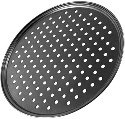 NUSITOU Bandeja Perforada Diseño de Agujeros Redondos y Fácil Desmolde Negro de Acero al Carbono Resistente a Altas Temperaturas para Pizza para Uso en Restaurante o Casa