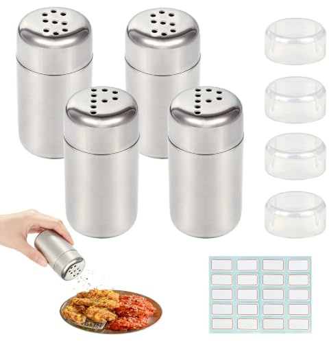 4 stycken mini saltströare för resor 5 ml rostfritt stål saltströare med lock