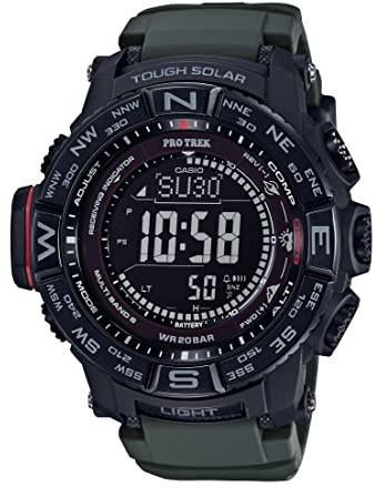 Casio PRW3500 Series | Pro Trek | Black/Black | 100M WR | Compass | Alt/Baro-Thermo | Tough Solar Power | Atomic Timekeeping | 1-100 SEC Stopwatch | Countdown Timer | World Time
